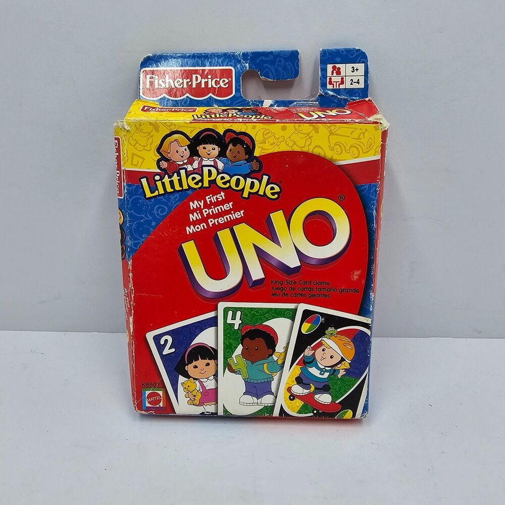 Vintage Fisher Price Little People My First UNO Card Game Complete Toddler 2006